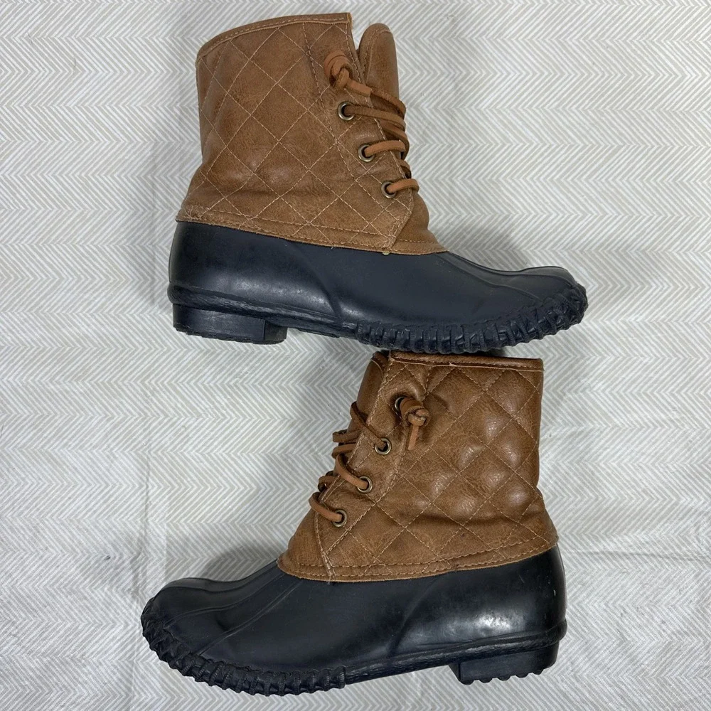 STEVIES Duck Boots Laces Zip Up Girl's Size 3 Fleece lined‎ Snow Rain shoes